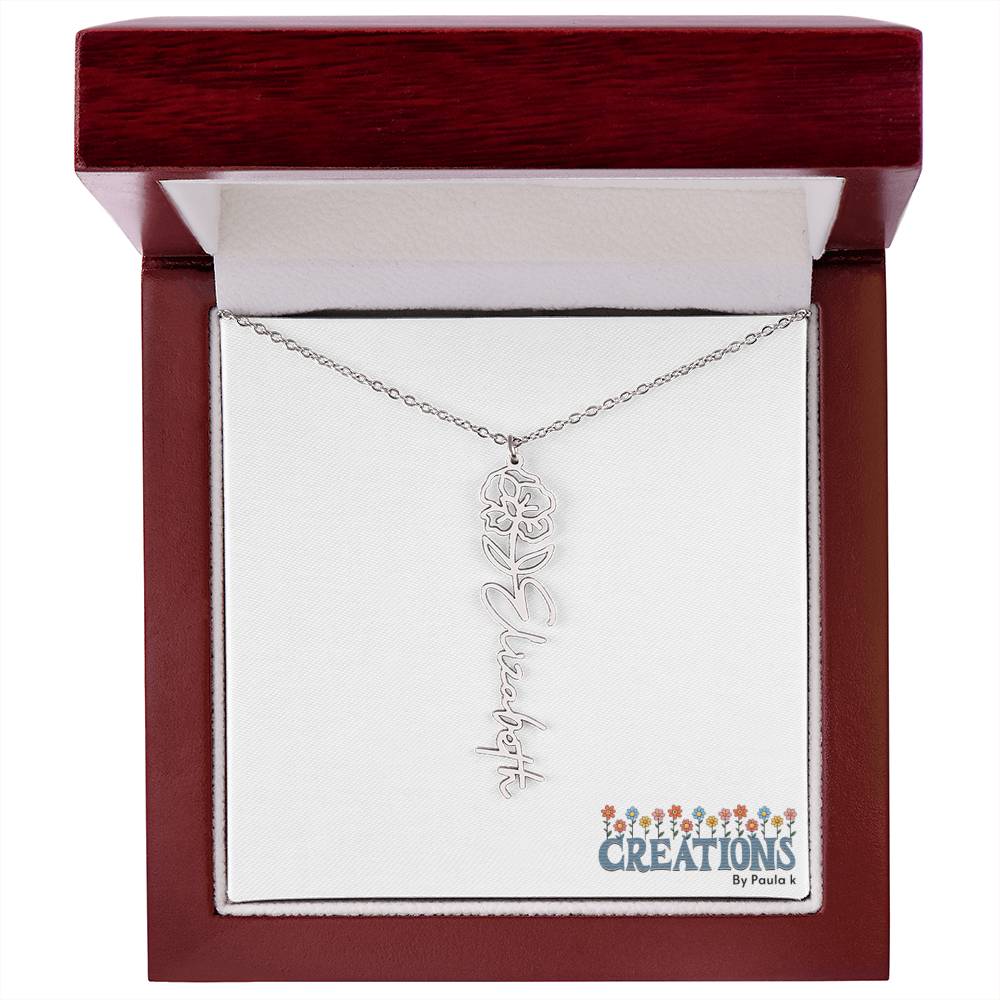 "Elegant Personalized Name Necklace with Flower Accent – Custom Jewelry"-try VALENTINE