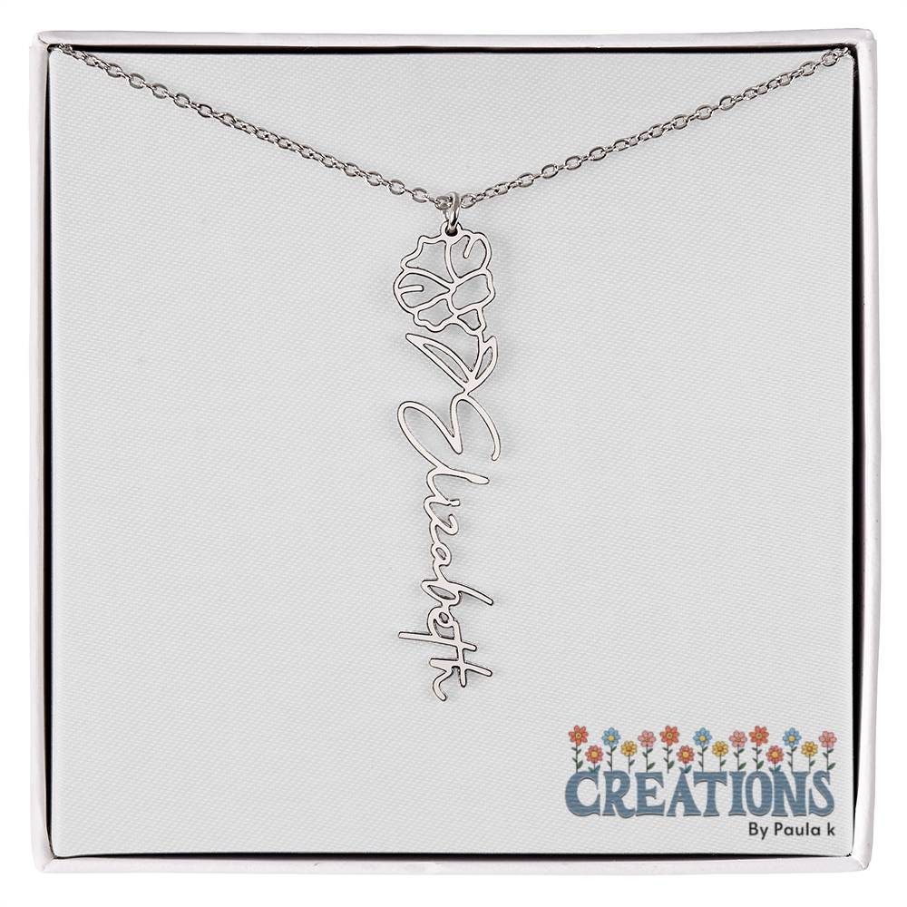 "Elegant Personalized Name Necklace with Flower Accent – Custom Jewelry"-try VALENTINE