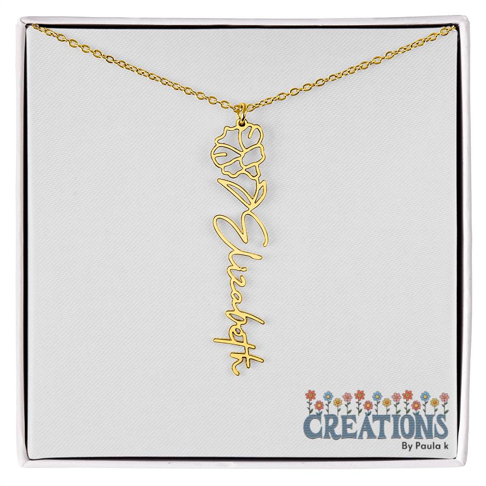 "Elegant Personalized Name Necklace with Flower Accent – Custom Jewelry"-try VALENTINE