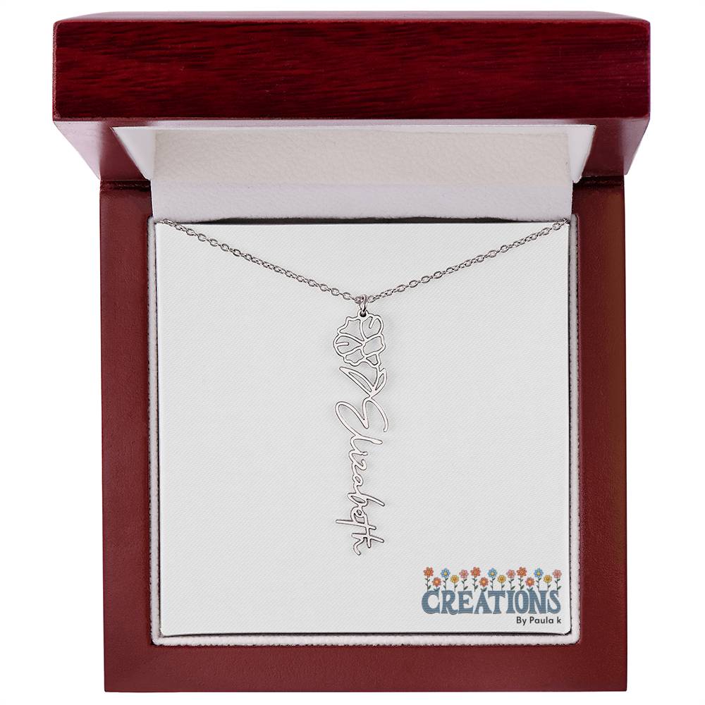 "Elegant Personalized Name Necklace with Flower Accent – Custom Jewelry"-try VALENTINE