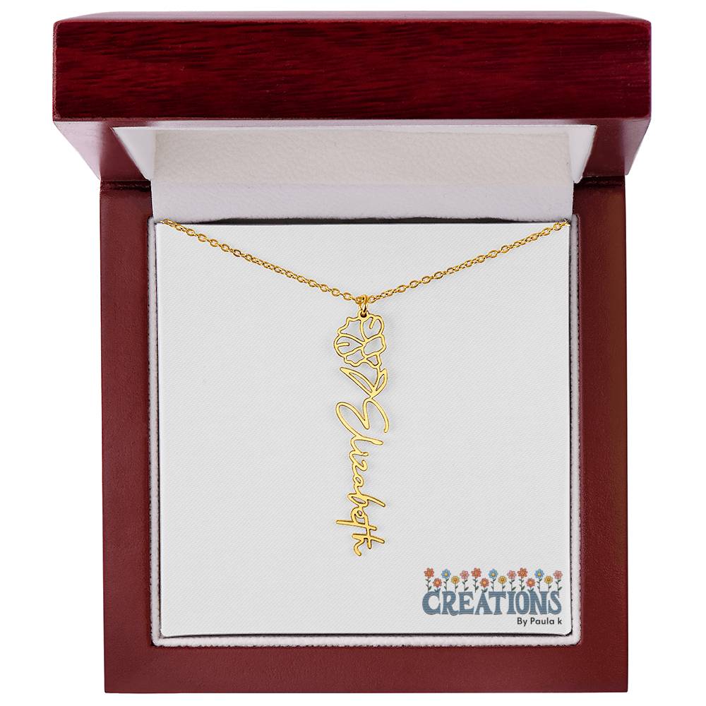 "Elegant Personalized Name Necklace with Flower Accent – Custom Jewelry"-try VALENTINE