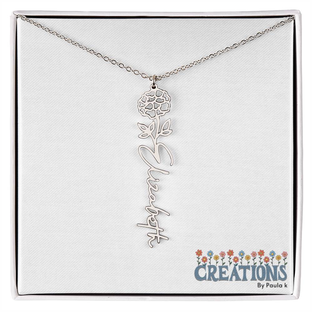 "Elegant Personalized Name Necklace with Flower Accent – Custom Jewelry"-try VALENTINE