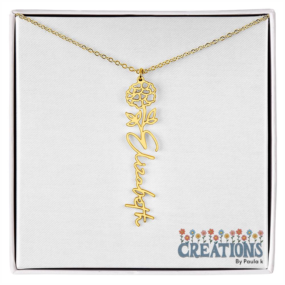 "Elegant Personalized Name Necklace with Flower Accent – Custom Jewelry"-try VALENTINE