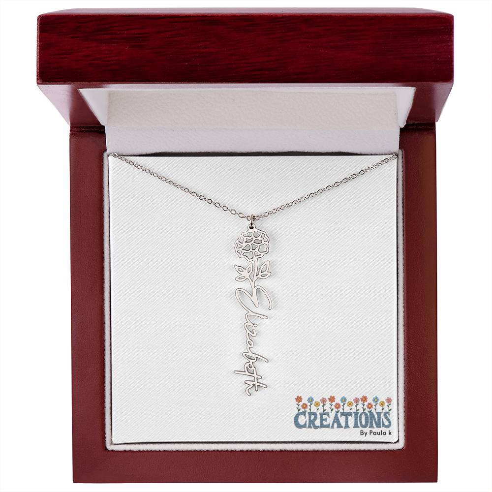 "Elegant Personalized Name Necklace with Flower Accent – Custom Jewelry"-try VALENTINE
