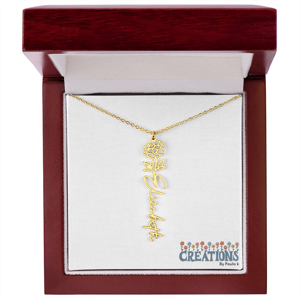 "Elegant Personalized Name Necklace with Flower Accent – Custom Jewelry"-try VALENTINE