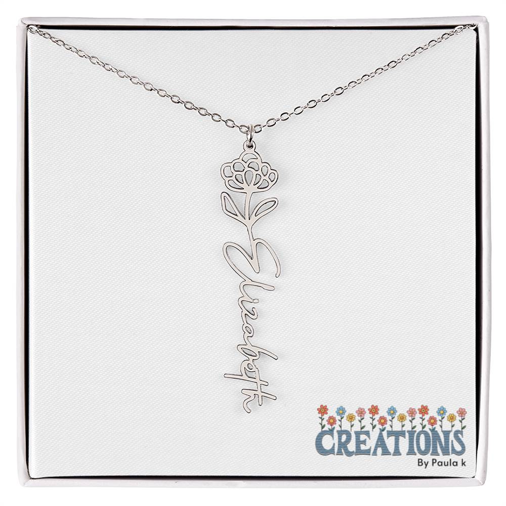 "Elegant Personalized Name Necklace with Flower Accent – Custom Jewelry"-try VALENTINE