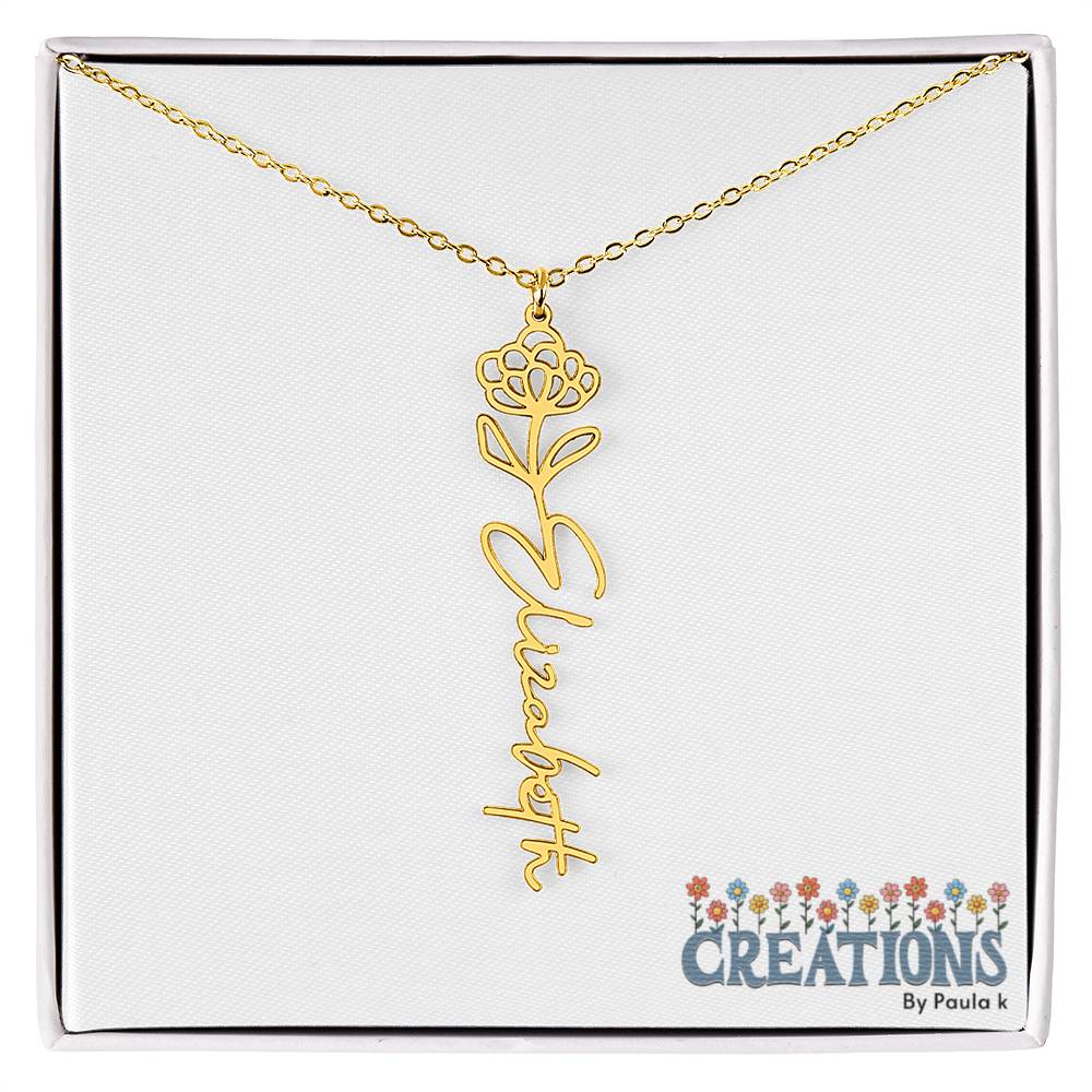 "Elegant Personalized Name Necklace with Flower Accent – Custom Jewelry"-try VALENTINE