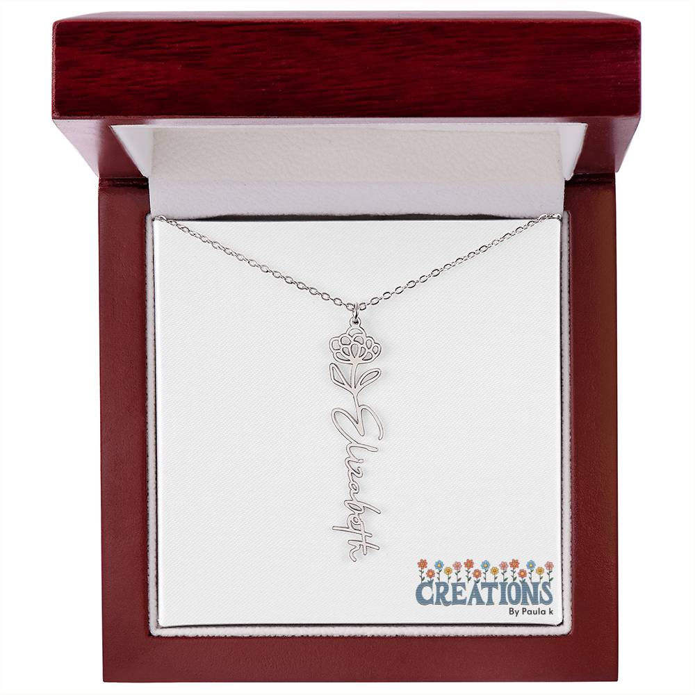 "Elegant Personalized Name Necklace with Flower Accent – Custom Jewelry"-try VALENTINE