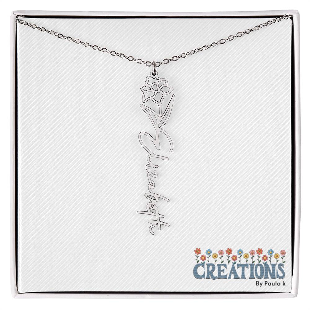 "Elegant Personalized Name Necklace with Flower Accent – Custom Jewelry"-try VALENTINE