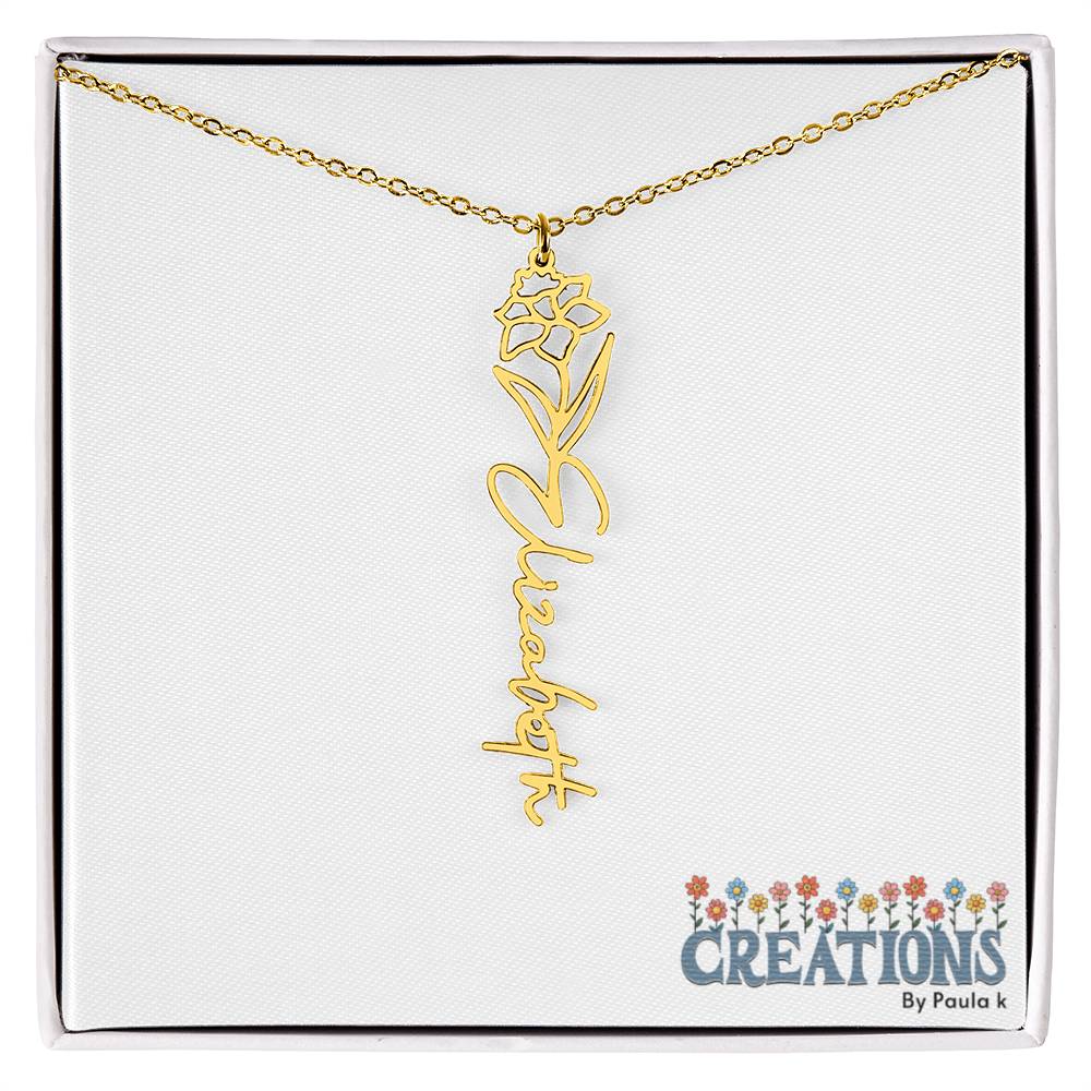 "Elegant Personalized Name Necklace with Flower Accent – Custom Jewelry"-try VALENTINE