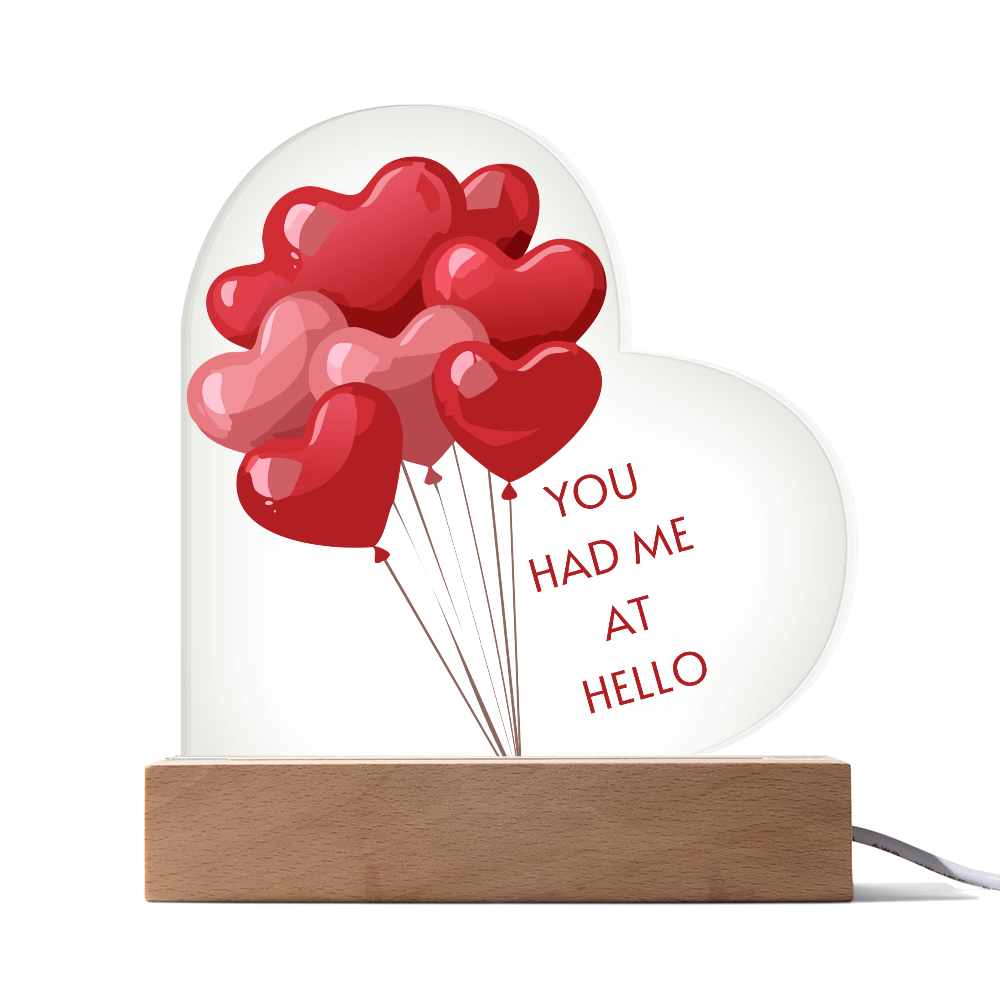 "You Had Me at Hello – Acrylic Heart Display"