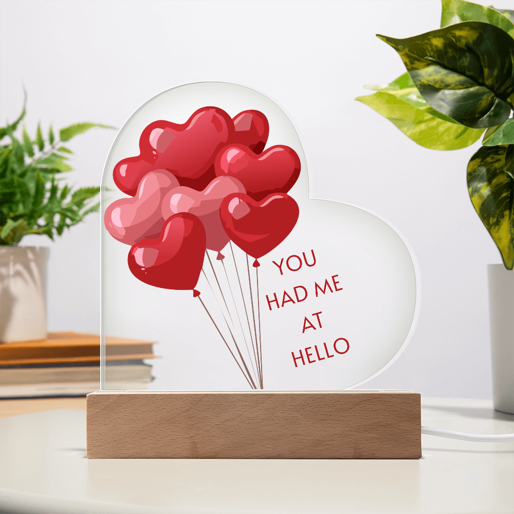 "You Had Me at Hello – Acrylic Heart Display"