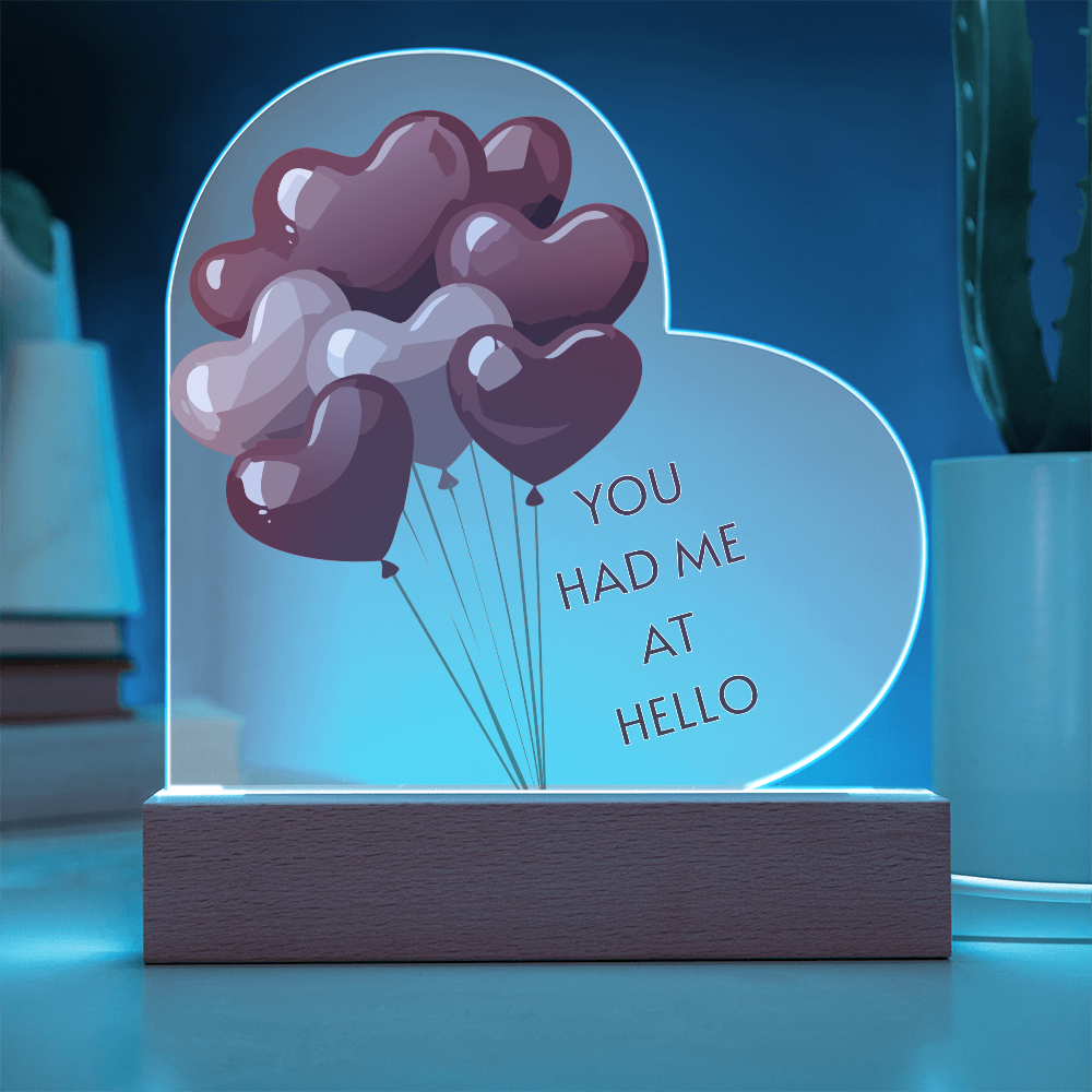 "You Had Me at Hello – Acrylic Heart Display"