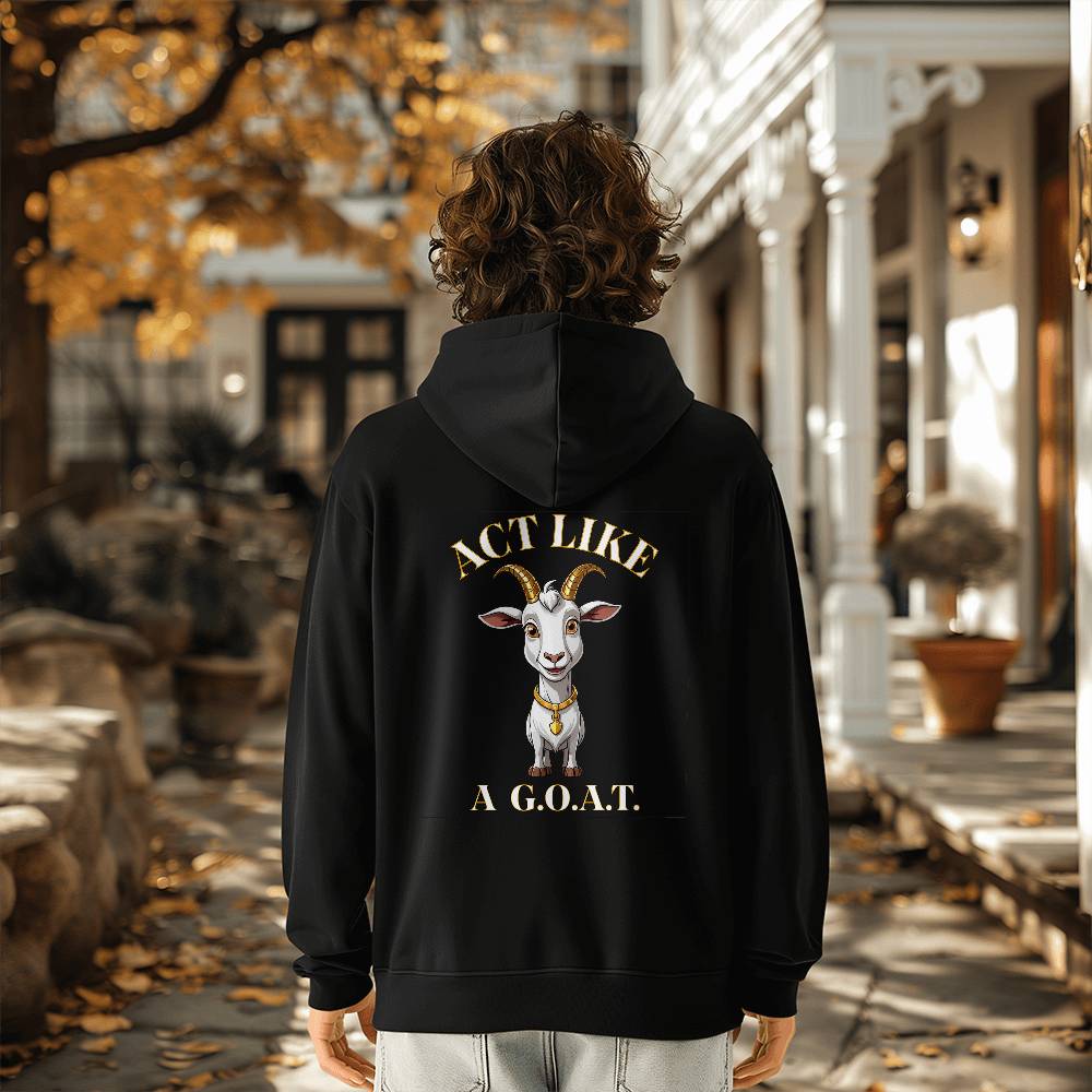Get inspired and inspire others wearing this "Act Like a G.O.A.T." Bella + Canvas 3719 Pullover Fleece Hoodie - Greatest of All Time!