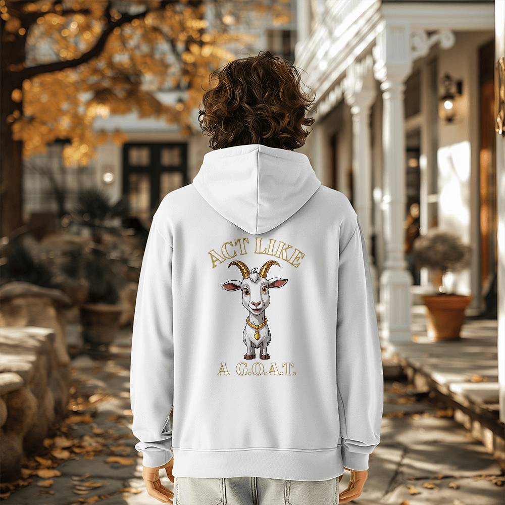 Get inspired and inspire others wearing this "Act Like a G.O.A.T." Bella + Canvas 3719 Pullover Fleece Hoodie - Greatest of All Time!