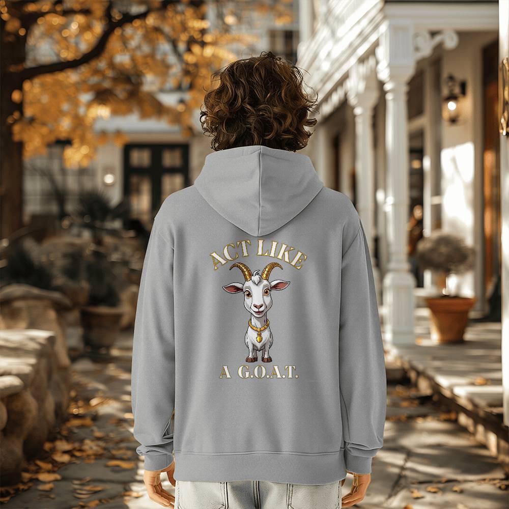 Get inspired and inspire others wearing this "Act Like a G.O.A.T." Bella + Canvas 3719 Pullover Fleece Hoodie - Greatest of All Time!