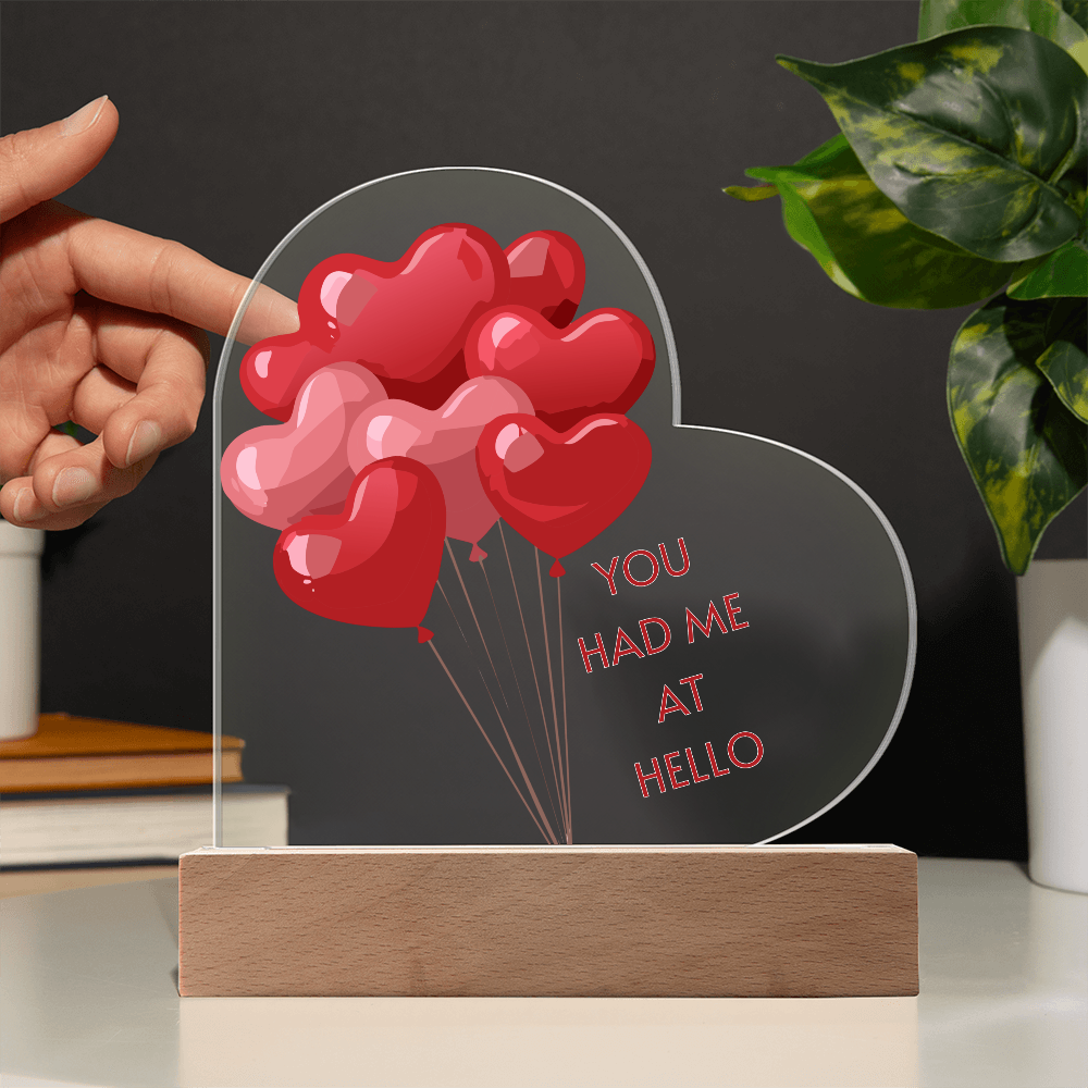 "You Had Me at Hello – Acrylic Heart Display"