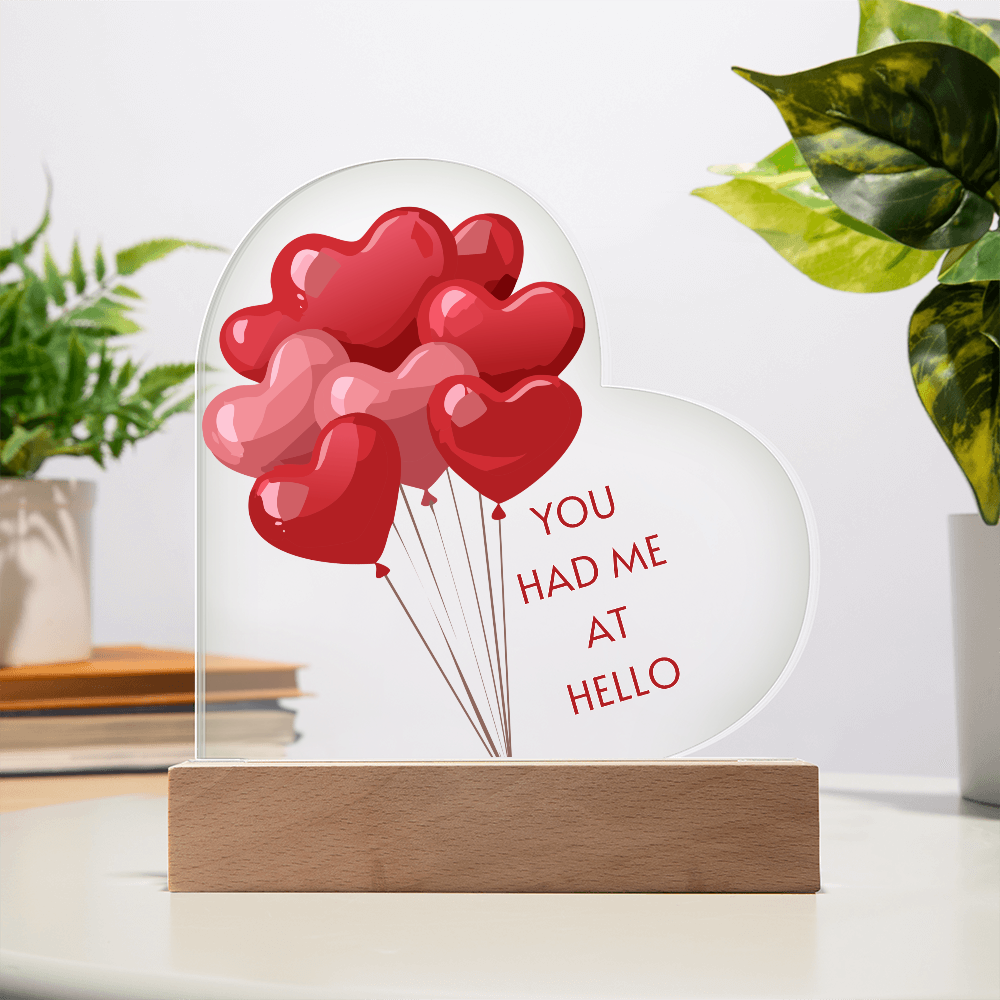 "You Had Me at Hello – Acrylic Heart Display"
