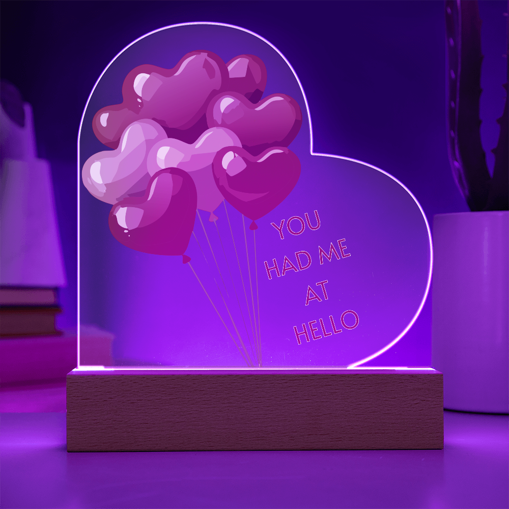 "You Had Me at Hello – Acrylic Heart Display"