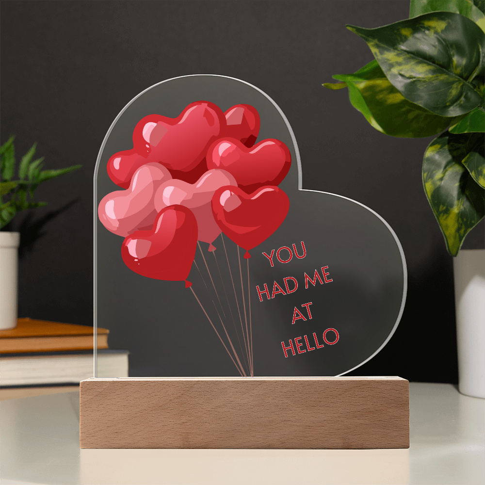 "You Had Me at Hello – Acrylic Heart Display"