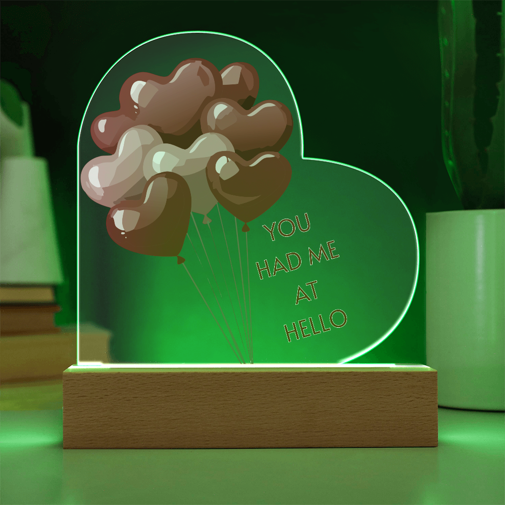 "You Had Me at Hello – Acrylic Heart Display"