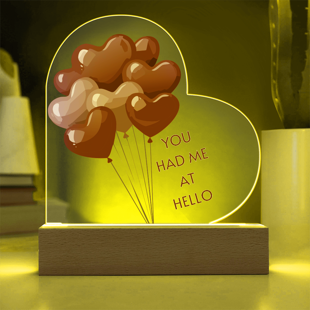 "You Had Me at Hello – Acrylic Heart Display"