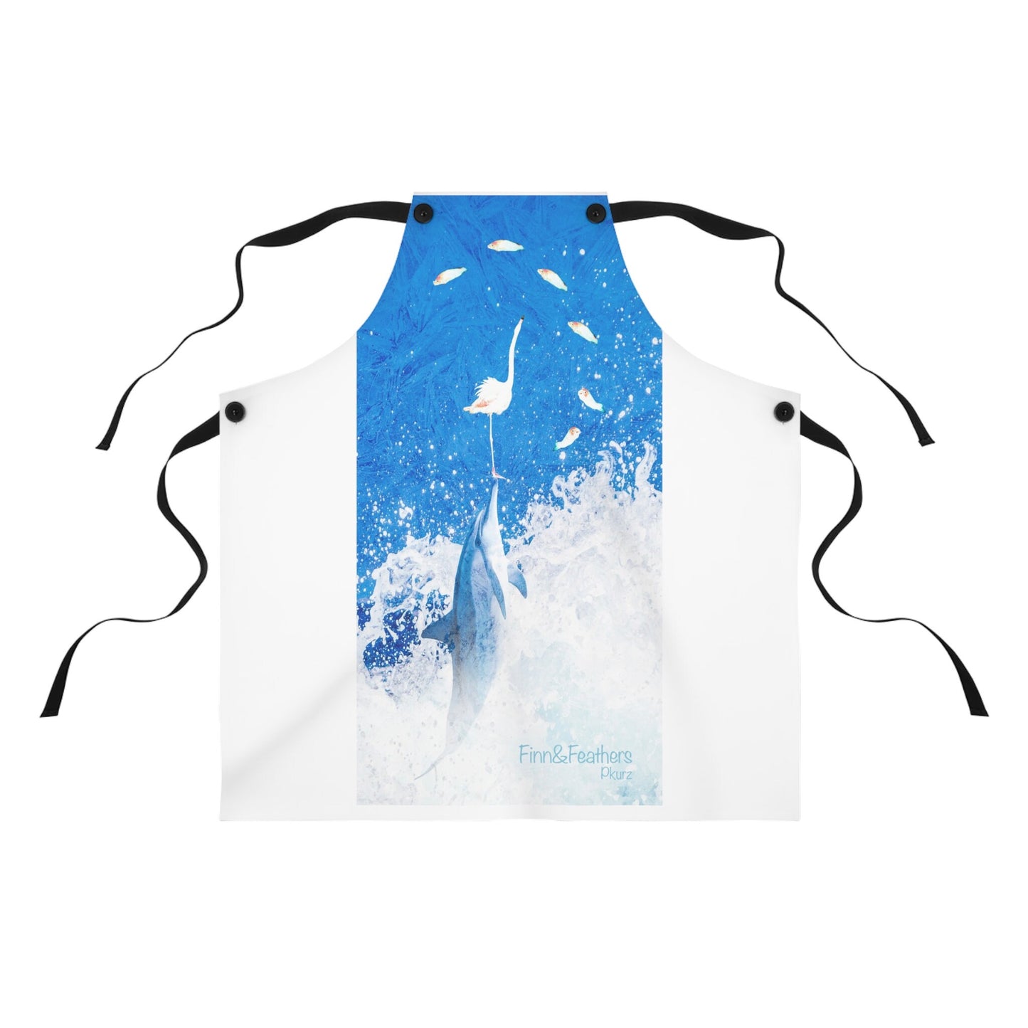Finn & Feathers Apron, Dolphin, flamingo, chef, baker, cook, bbq, grille, picnic, camp, gift,