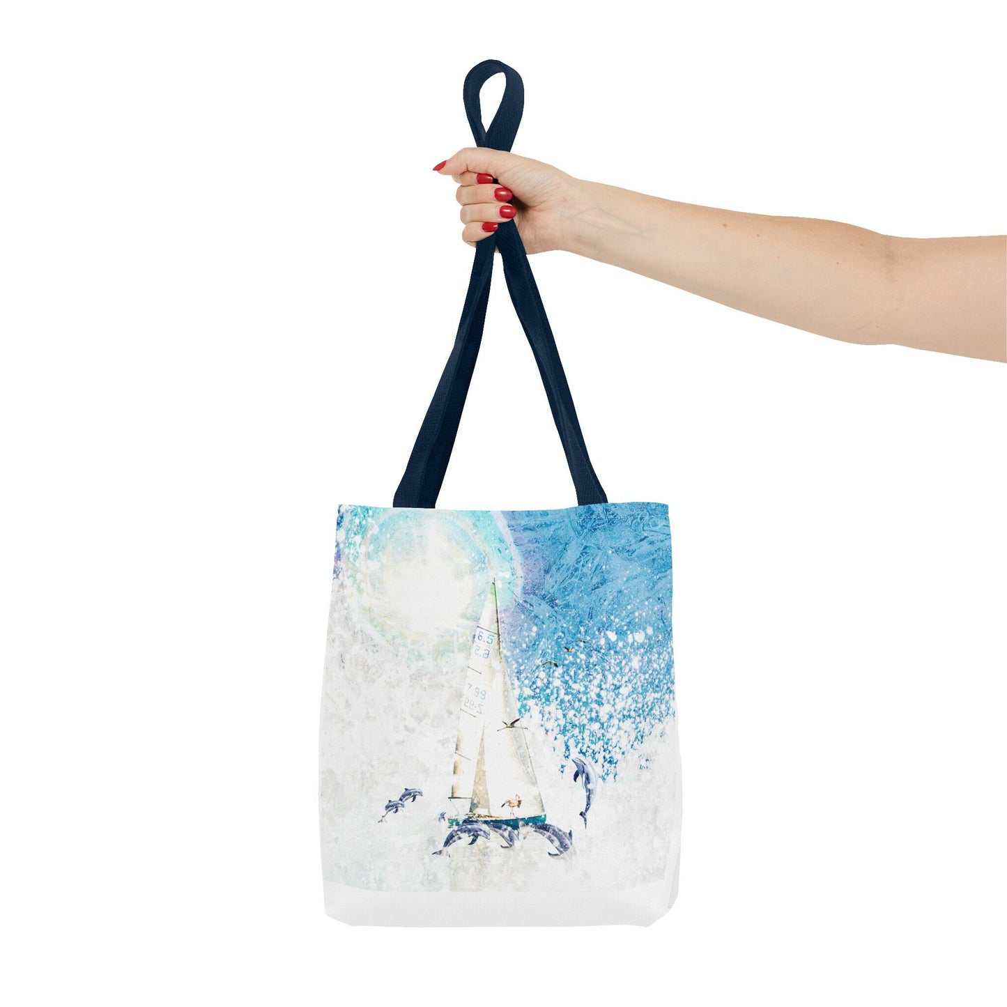 A Dolphins Voyage Tote Bag, dolphin, flamingo, sailing, water sports, beach, pool, airbnb, gift,
