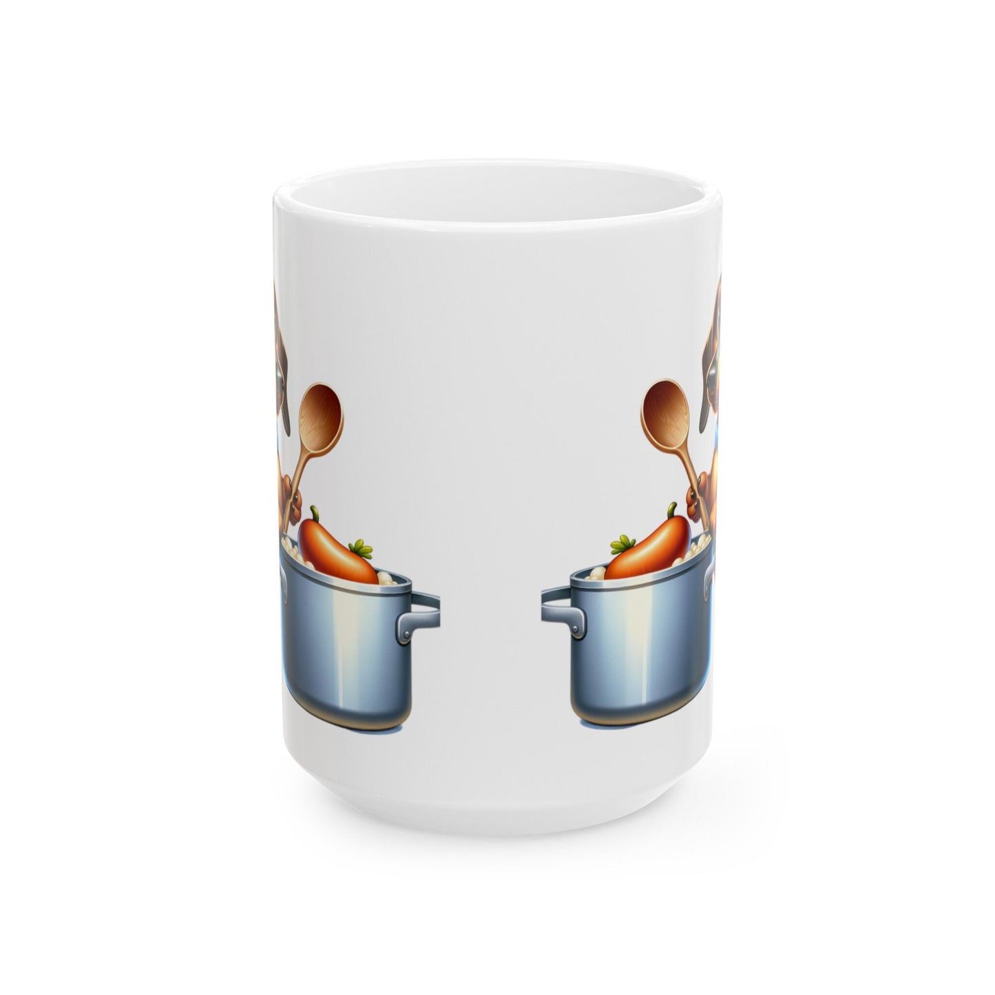 Happy Dachshund Chef Ceramic Mug, (11oz, 15oz) - Cute Dog Cooking Design