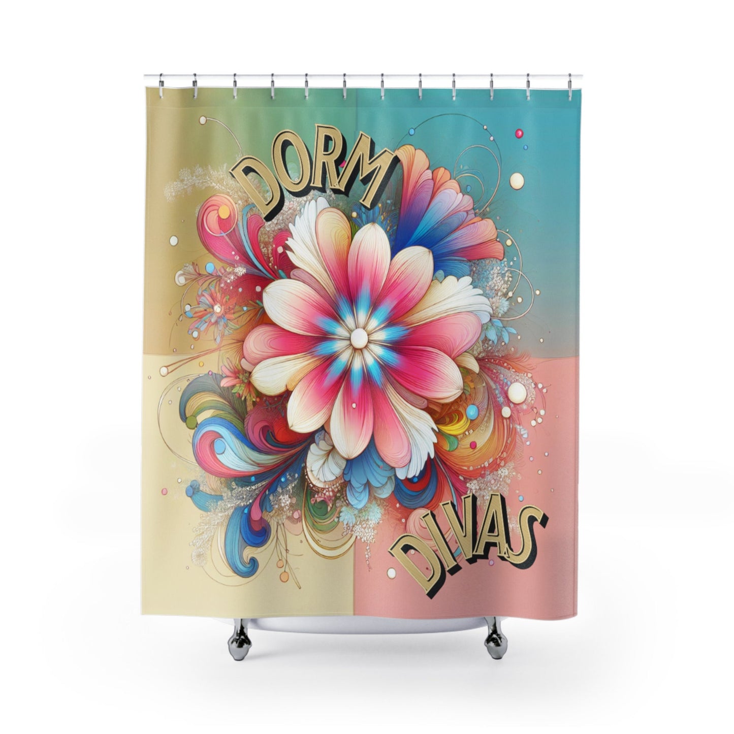 Colorful Dorm Diva Shower Curtains, floral, colorful, fun, elegant,
