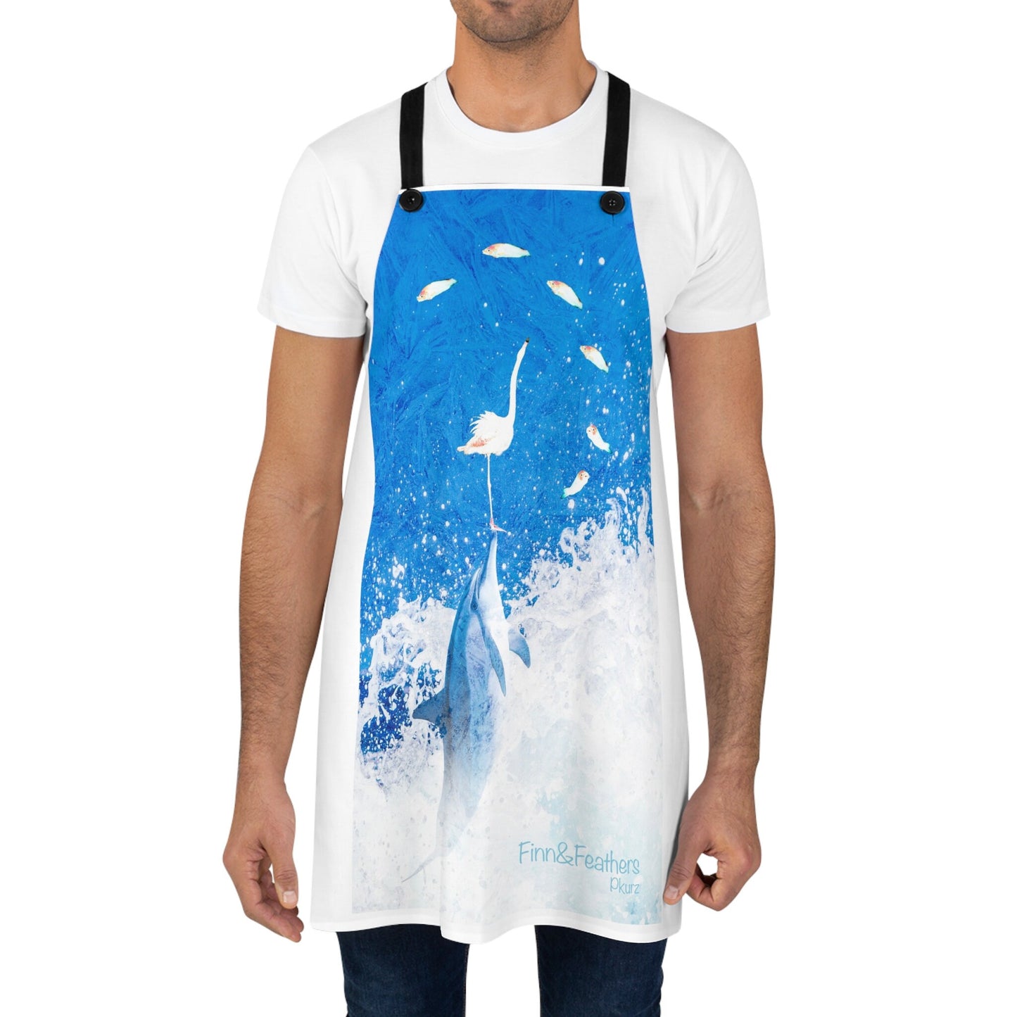 Finn & Feathers Apron, Dolphin, flamingo, chef, baker, cook, bbq, grille, picnic, camp, gift,
