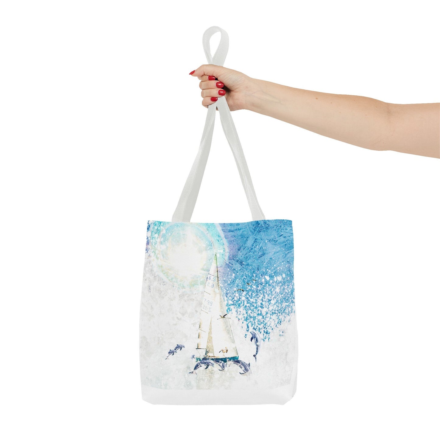 A Dolphins Voyage Tote Bag, dolphin, flamingo, sailing, water sports, beach, pool, airbnb, gift,