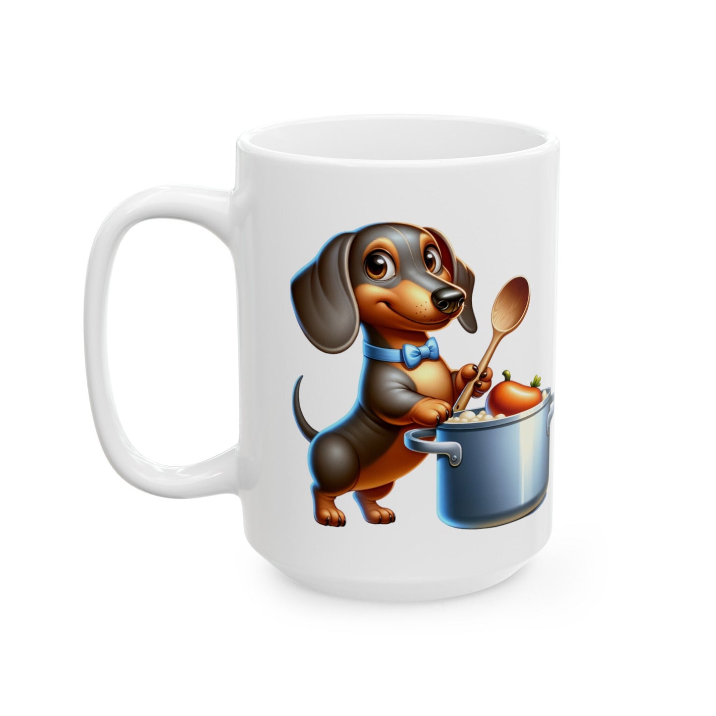 Happy Dachshund Chef Ceramic Mug, (11oz, 15oz) - Cute Dog Cooking Design