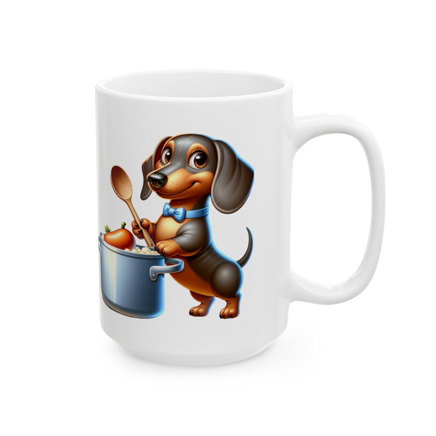 Happy Dachshund Chef Ceramic Mug, (11oz, 15oz) - Cute Dog Cooking Design