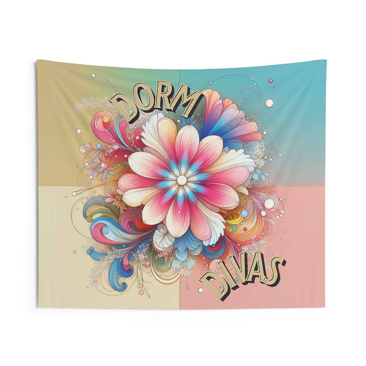 Dorm Divas Indoor Wall Tapestries, floral, colorful, dorm room, home, bedroom