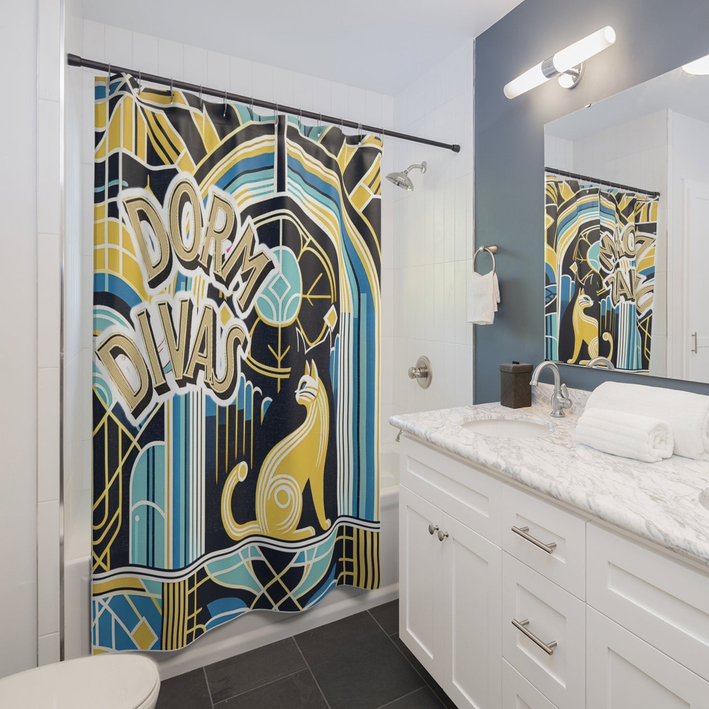Dorm Divas Art Deco Shower Curtains, dorms, college