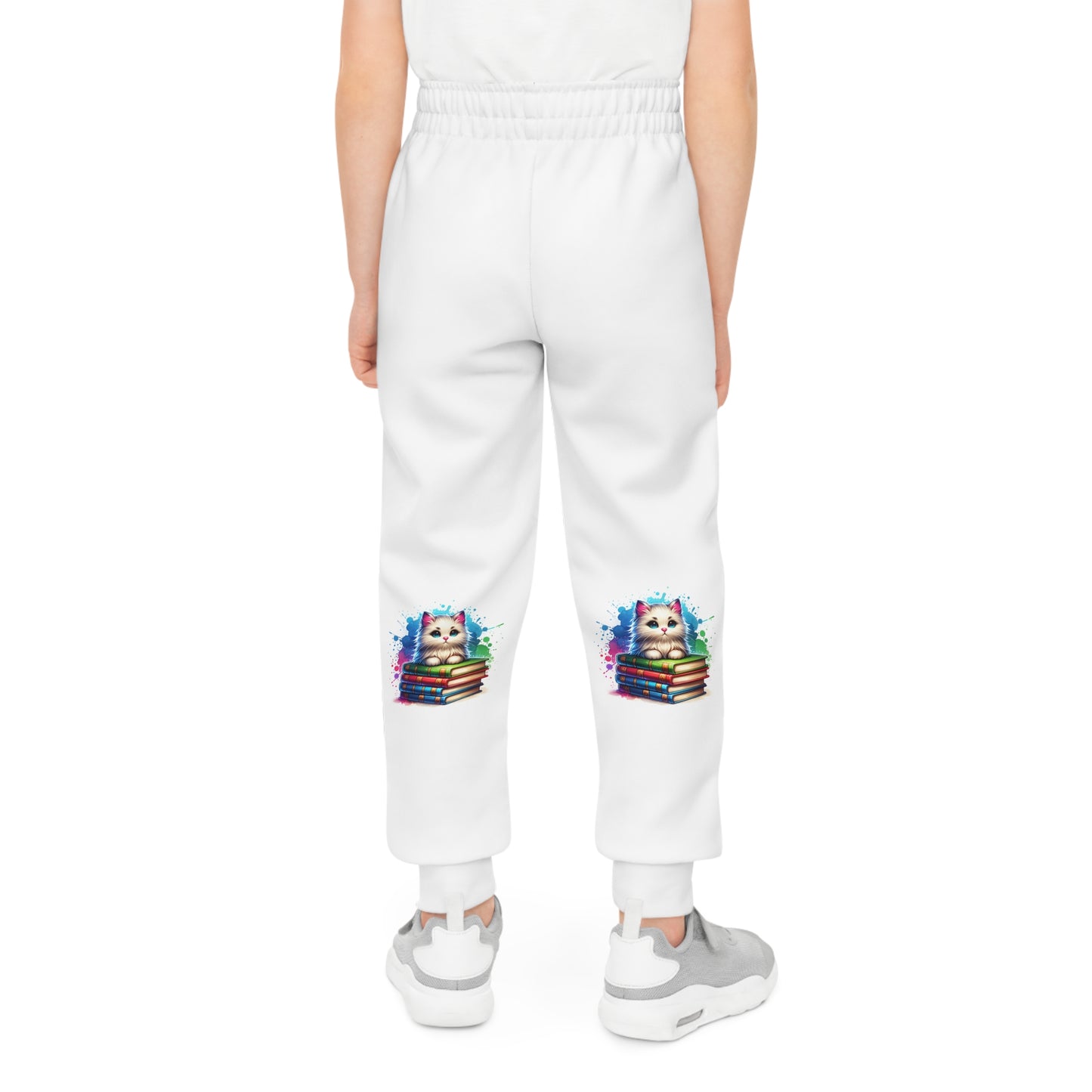 Cat Youth Joggers with Watercolor Design