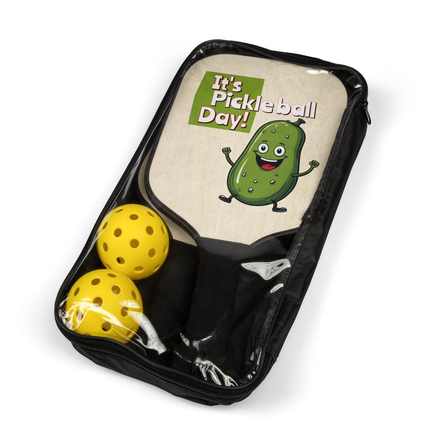 Fun pickleball paddle and ball set "It's Pickleball Day"