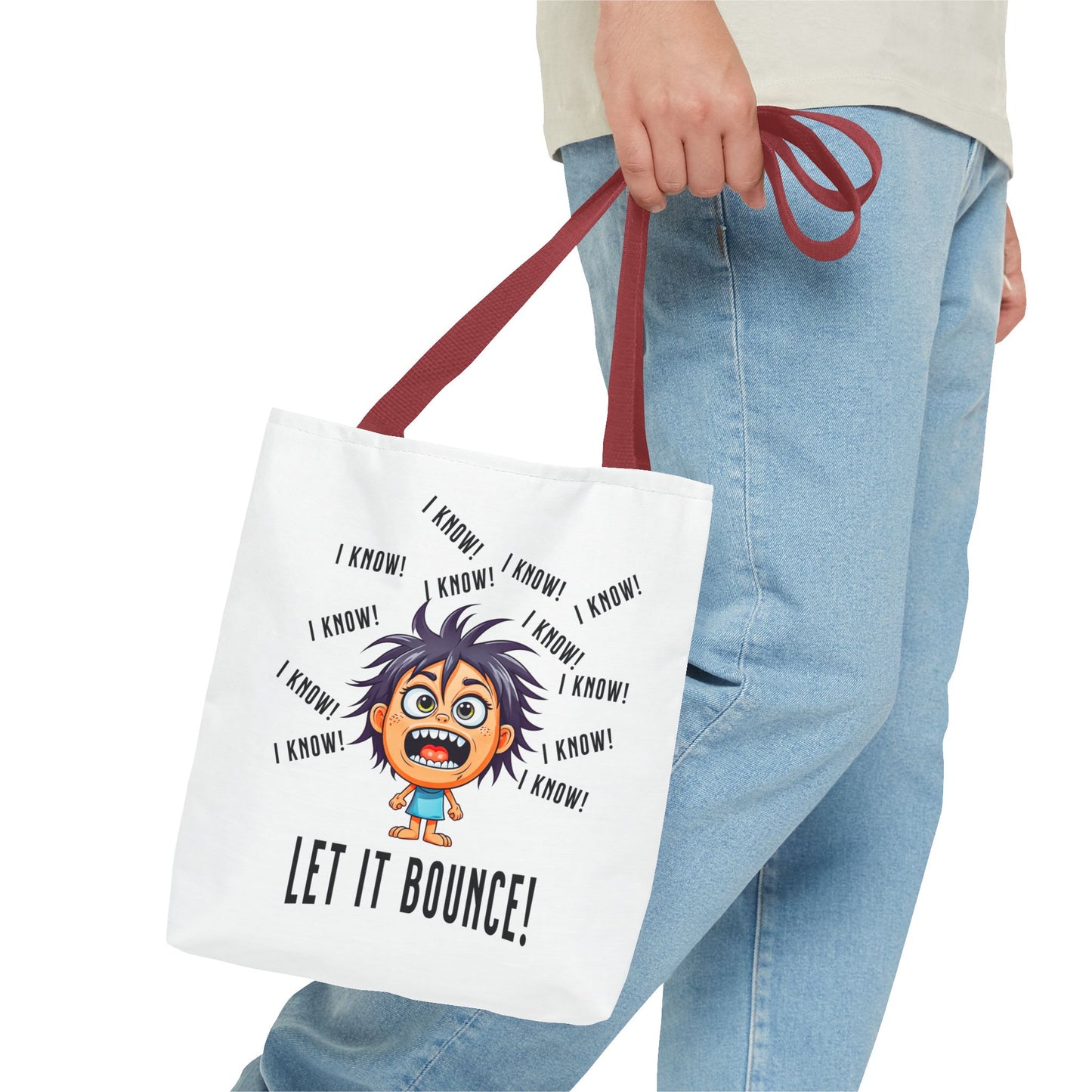 Fun Pickleball Tote Bag – "I Know, I Know, I Know! Let it Bounce!" Tote Bag (AOP)