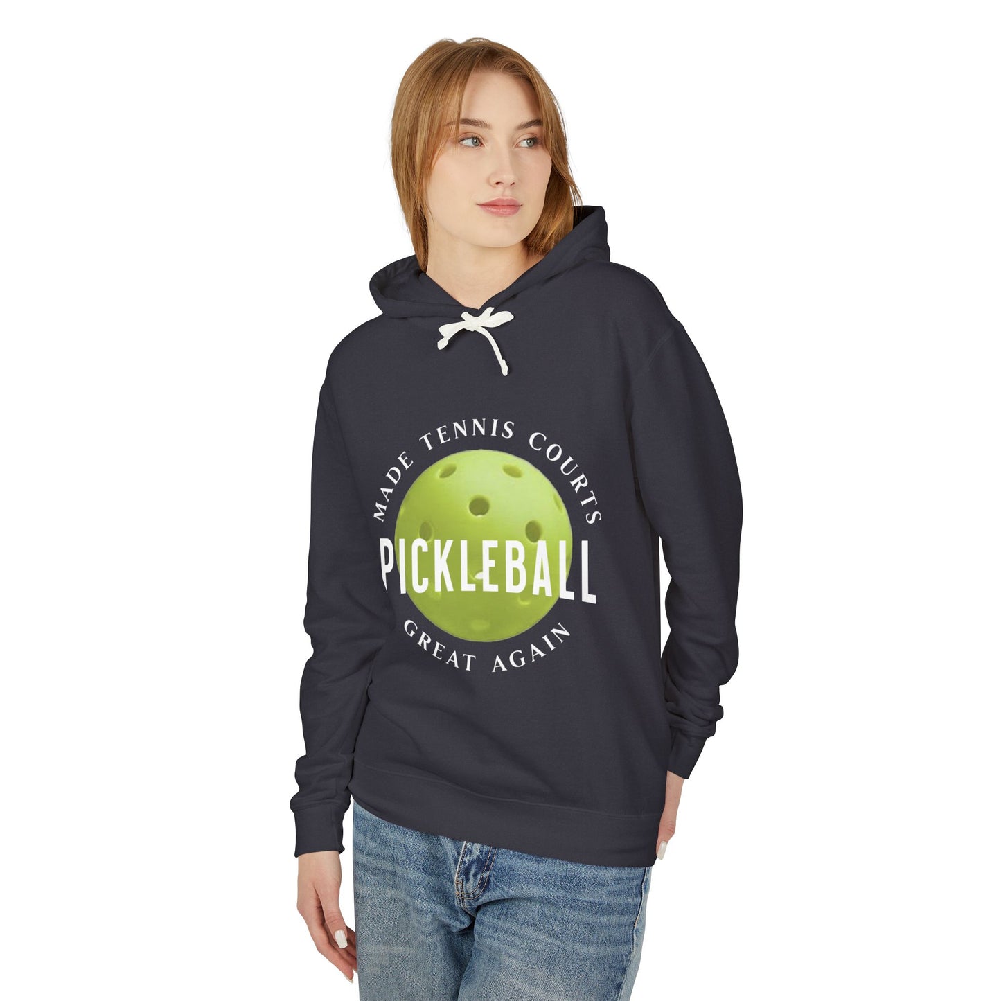 "Pickleball Made Tennis Courts Great Again Hoodie – Fun Pickleball Design" Unisex Lightweight Hooded Sweatshirt