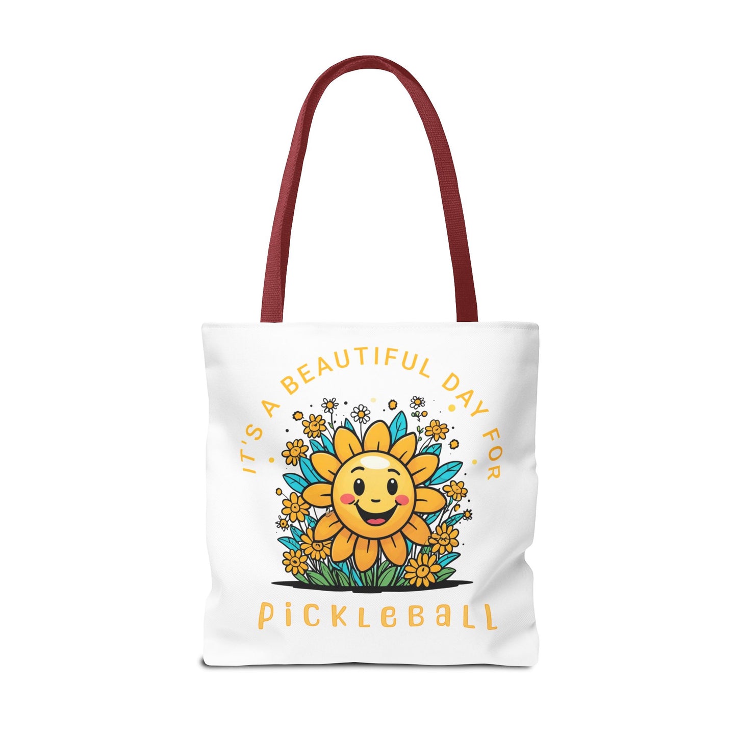 Pickleball Tote Bag, Sun and Flowers Design, Pickleball Player Gift, It's a Beautiful Day, Pickleball Lover, Reusable Shopping Bag, Cute