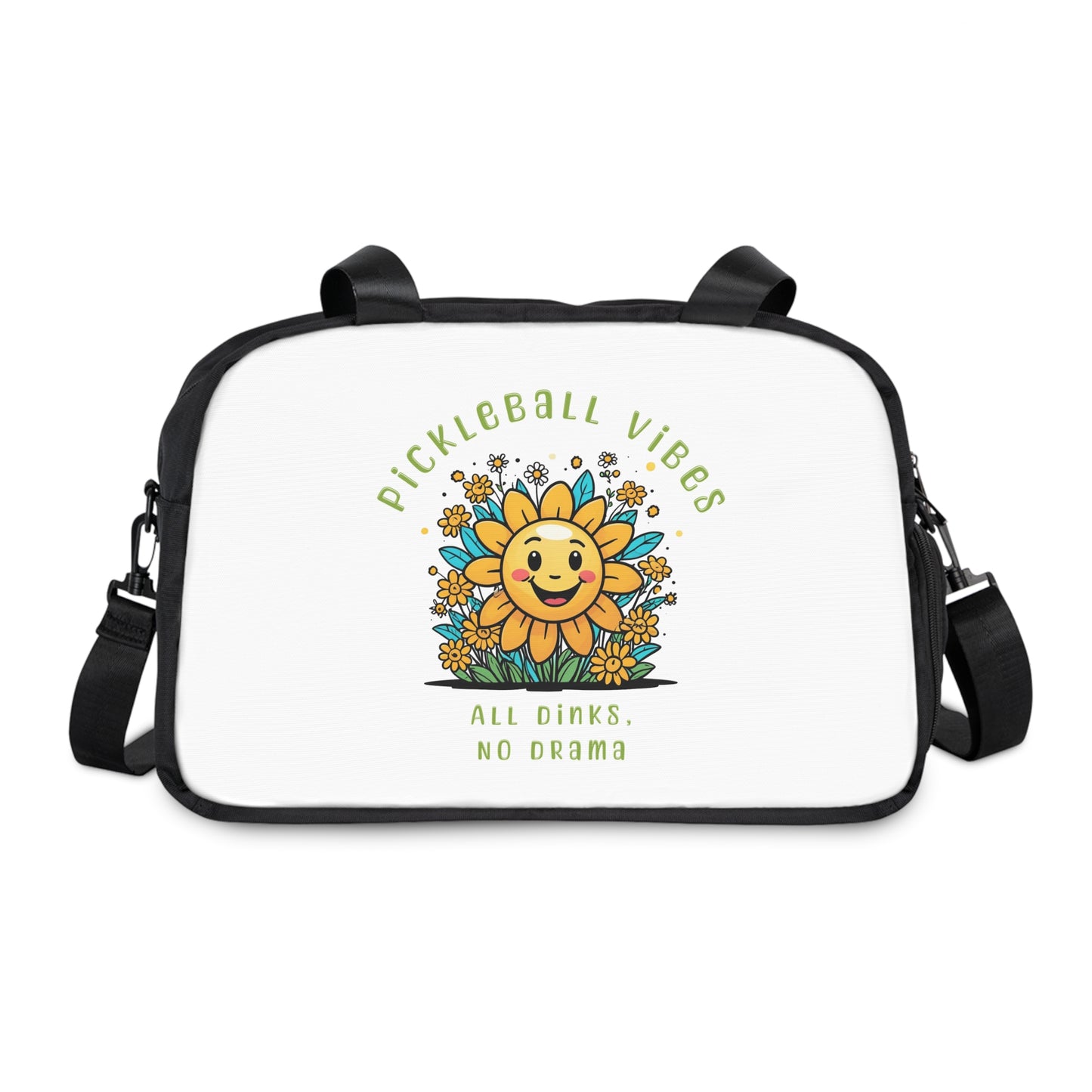 Tote Bag - Pickleball Vibes, All Dinks No Drama Sun and Flowers Design