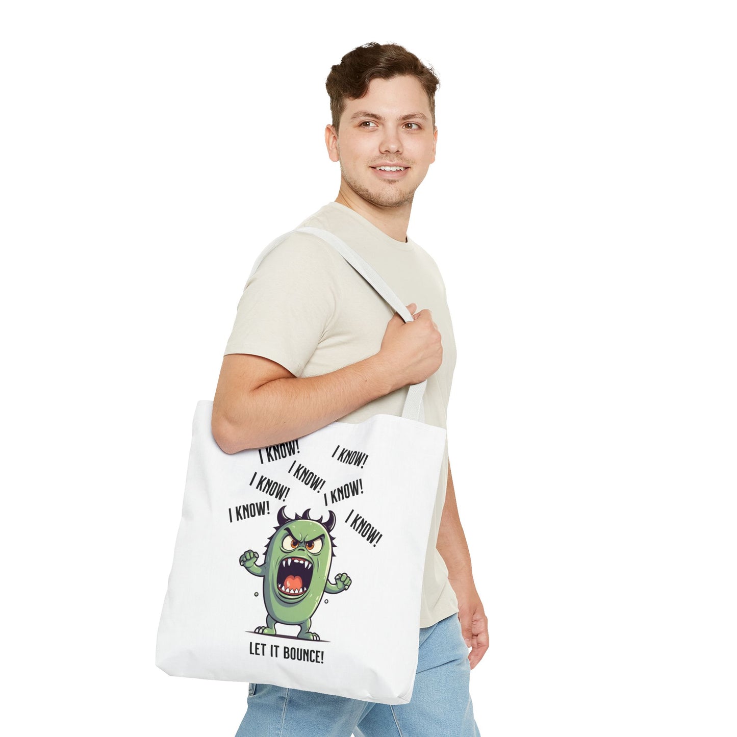 Fun Pickleball Tote Bag – "I Know, I Know, I Know! Let it Bounce!"Tote Bag (AOP)