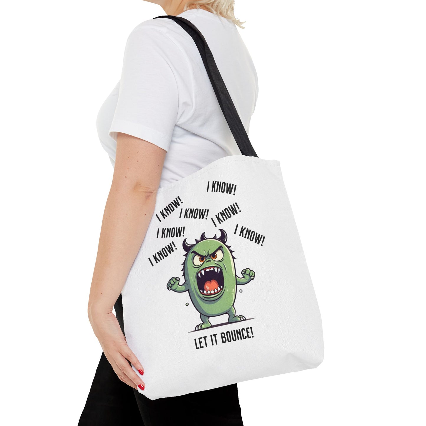 Fun Pickleball Tote Bag – "I Know, I Know, I Know! Let it Bounce!"Tote Bag (AOP)