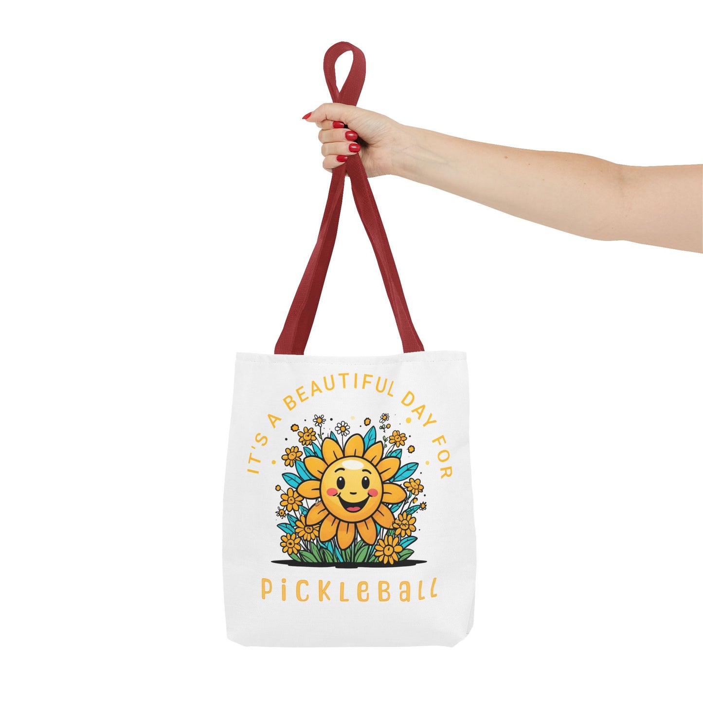 Pickleball Tote Bag, Sun and Flowers Design, Pickleball Player Gift, It's a Beautiful Day, Pickleball Lover, Reusable Shopping Bag, Cute