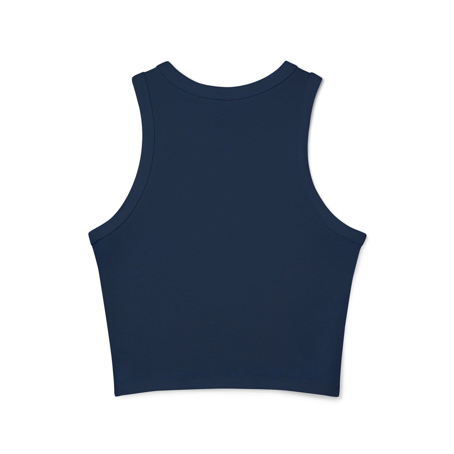Women's Micro Rib Racer Tank Top – Happy Sun Design with 'What's Your Aura?'"