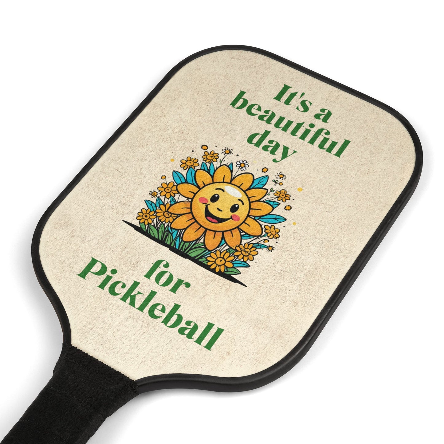 "It's a Beautiful Day for Pickleball Paddle & Ball Kit – Sun & Flowers Design"- Happy Sun Pickleball Kit