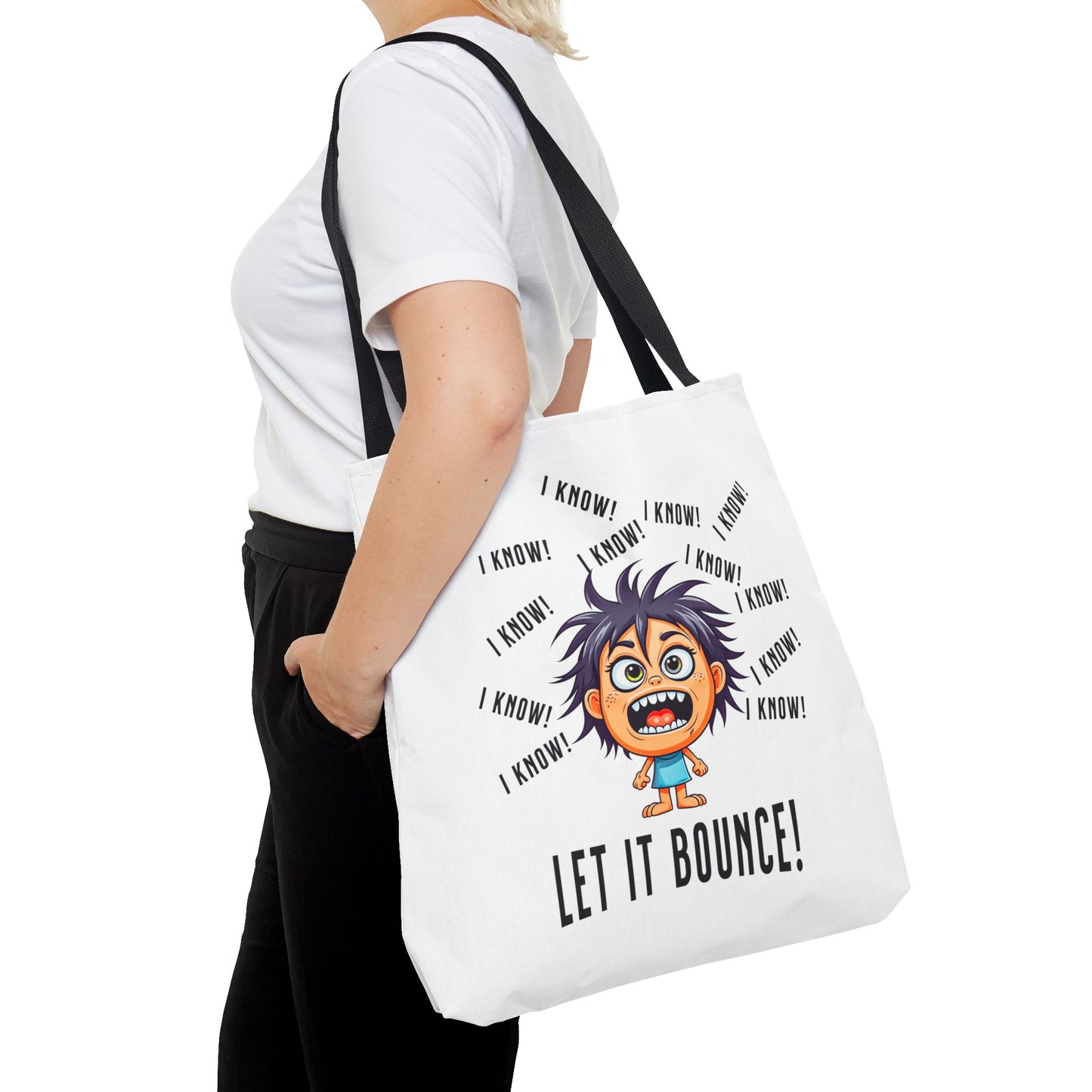 Fun Pickleball Tote Bag – "I Know, I Know, I Know! Let it Bounce!" Tote Bag (AOP)