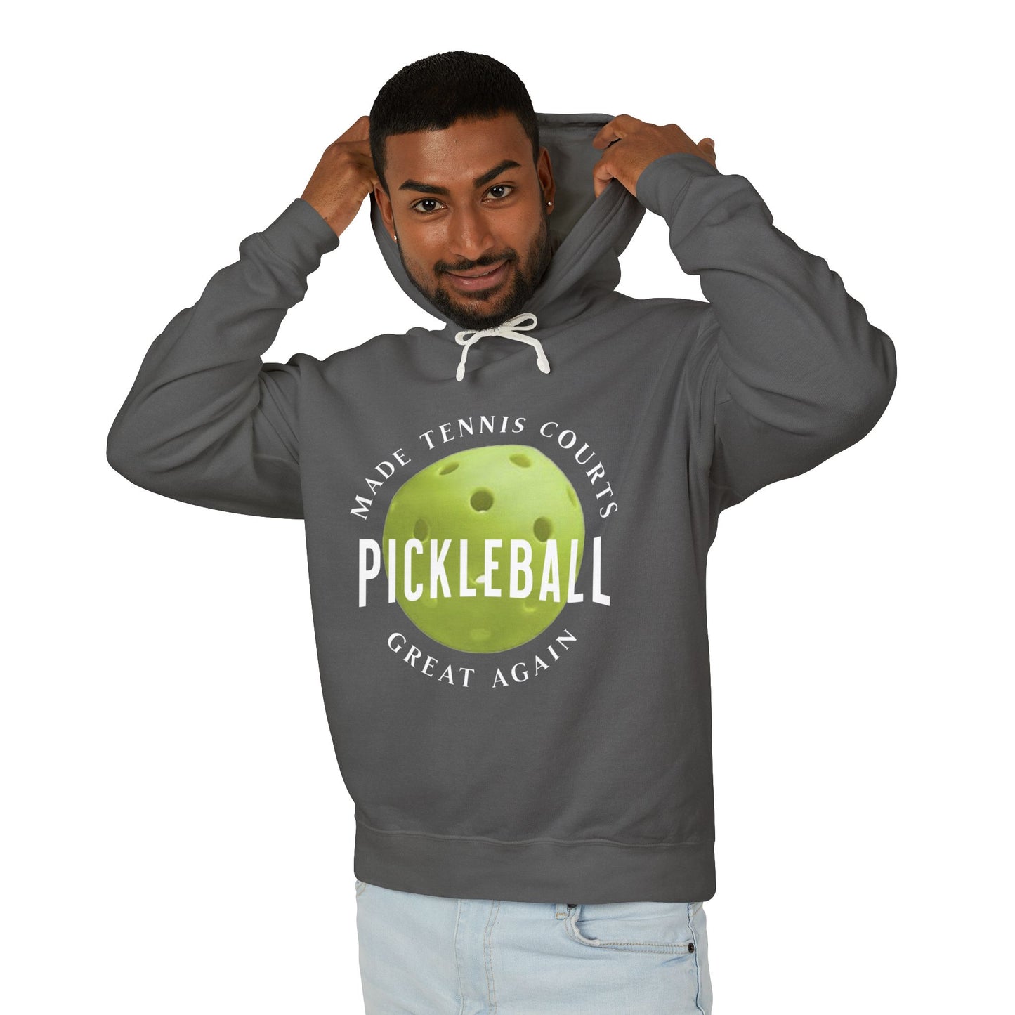 "Pickleball Made Tennis Courts Great Again Hoodie – Fun Pickleball Design" Unisex Lightweight Hooded Sweatshirt