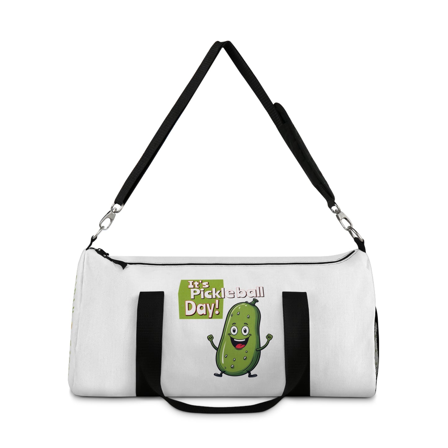 Pickleball Duffle Bag – ‘It’s Pickleball Day’ with Pickle Dude Design, Perfect for Players!